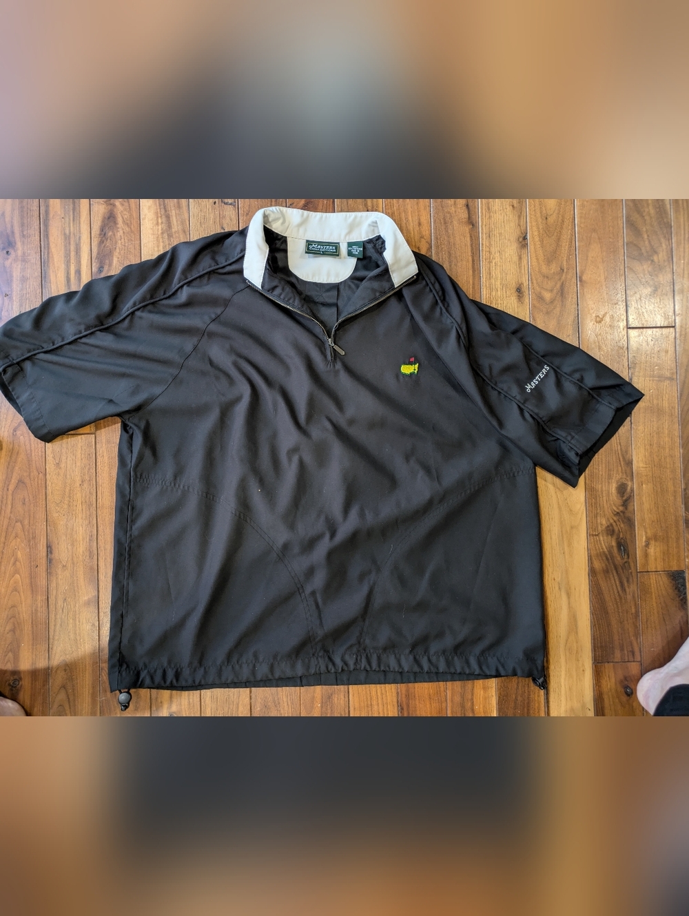 Masters Black Short-Sleeve Golf Pullover with White Collar